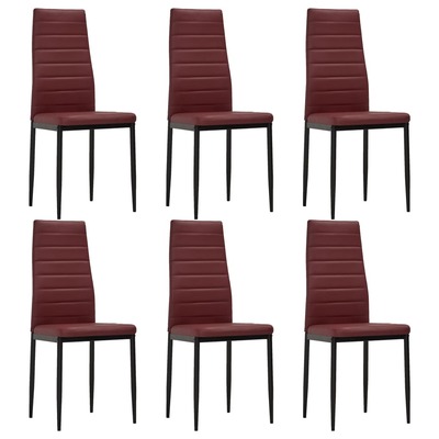 Dining Chairs 6 pcs Bordeau Red faux Leather