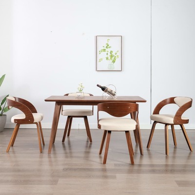 Dining Chairs 4 pcs Cream Bent Wood and Faux Leather