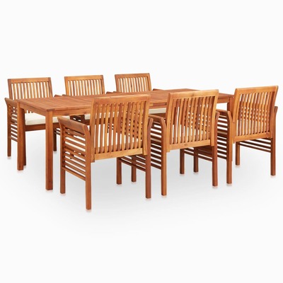 7 Piece Outdoor Dining Set with Cushions Solid Acacia Wood