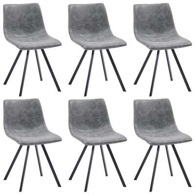 Dining Chairs 6 pcs Grey Faux Leather