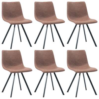 Dining Chairs 6 pcs Medium Brown Faux Leather