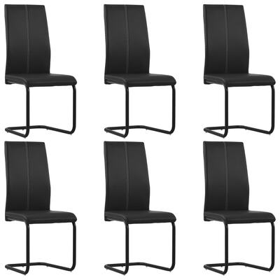 Dining Chairs 6 pcs Black Faux Leather