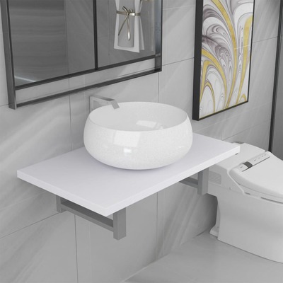 Two Piece Bathroom Furniture Set Ceramic White