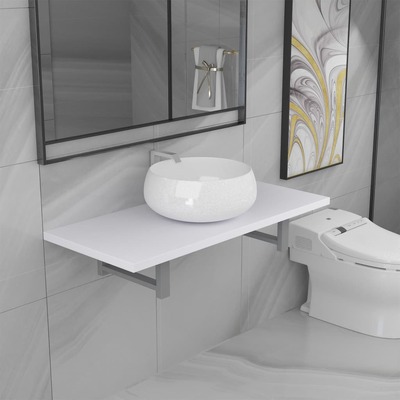 Two Piece Bathroom Furniture Set Ceramic White