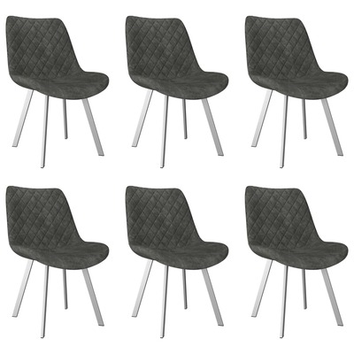 Dining Chairs 6 pcs Grey faux Suede Leather