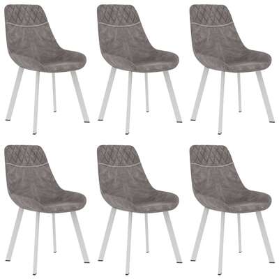 Dining Chairs 6 pcs Grey Faux Leather