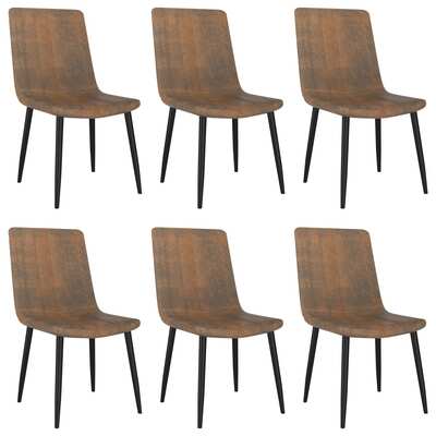 Dining Chairs 6 pcs Brown faux Leather