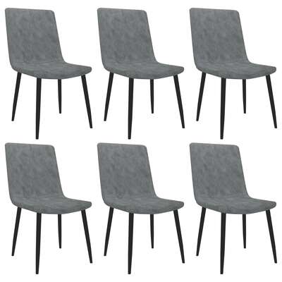 Dining Chairs 6 pcs Grey faux Leather