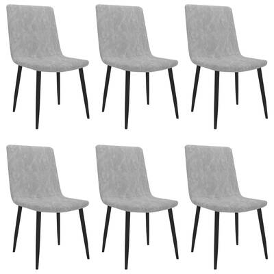 Dining Chairs 6 pcs Light Grey faux Leather