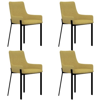 Dining Chairs 4 pcs Yellow Fabric