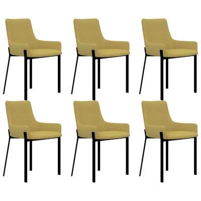 Dining Chairs 6 pcs Yellow Fabric