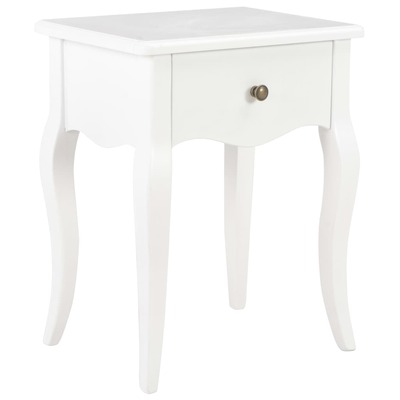 Nightstand White Solid Pine Wood