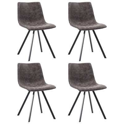 Dining Chairs 4 pcs Brown Metal Legs faux Leather