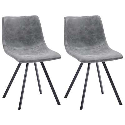 Dining Chairs 2 pcs Grey Metal Legs faux Leather