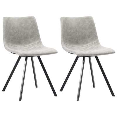 Dining Chairs 2 pcs Light Grey Metal Legs faux Leather