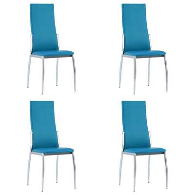 Dining Chairs 4 pcs Blue Faux Leather