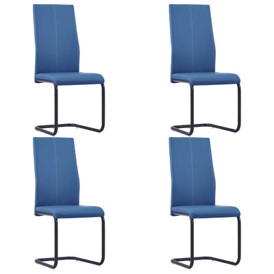 Dining Chairs 4 pcs Blue Faux Leather