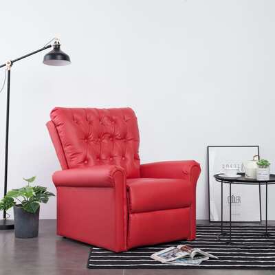 Reclining Chair Red Faux Leather