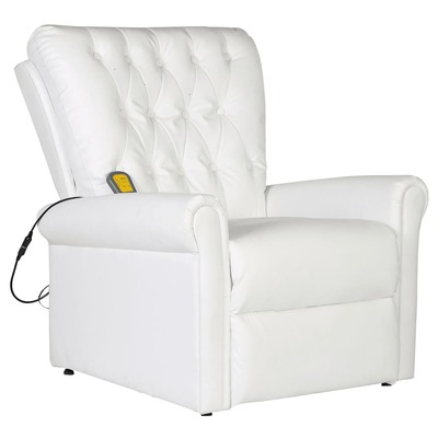 Massage Recliner Chair White faux Leather