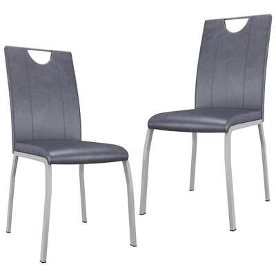 2 pcs Dining Chairs Suede Grey faux Leather