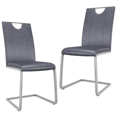 Dining Chairs 2 pcs Suede Grey faux Leather