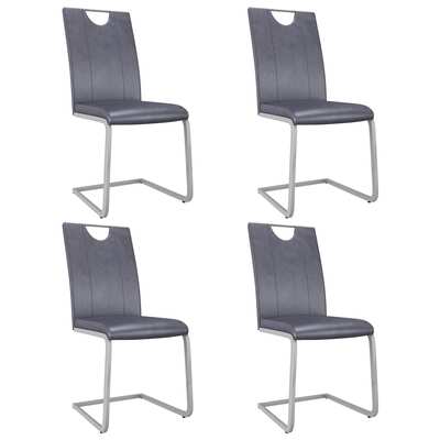 Dining Chairs 4 pcs Suede Grey Faux Leather