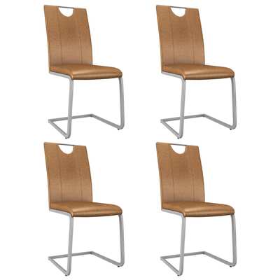 Dining Chairs 4 pcs Brown Faux Leather