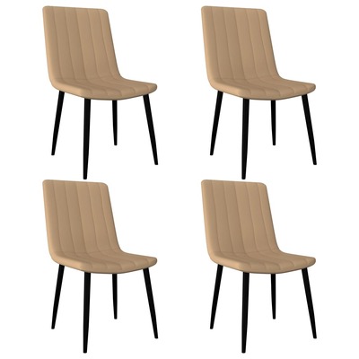 Dining Chairs 4 pcs Cream faux Leather