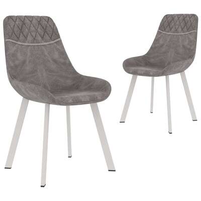 2x Dining Chairs Grey faux Leather