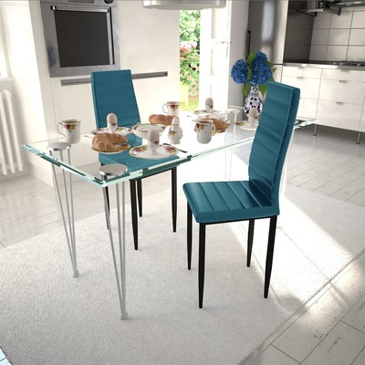 Dining Chairs 2 pcs Sea Blue faux Leather