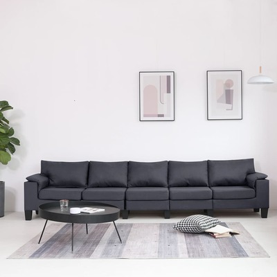 5-Seater Sofa Dark Grey Fabric