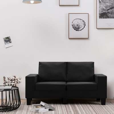 2-Seater Sofa Black Fabric