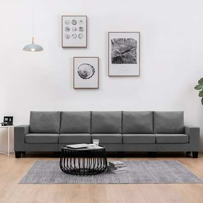 5-Seater Sofa Dark Grey Fabric