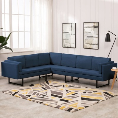 Corner Sofa Blue Fabric