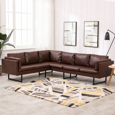 Corner Sofa Faux Leather Brown