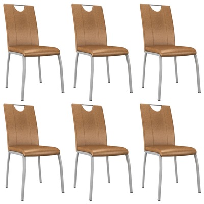 Dining Chairs 6 pcs faux Leather-Brown