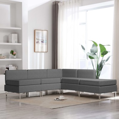 5 Piece Sofa Set Fabric Dark Grey