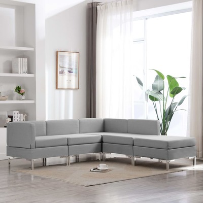 5 Piece Sofa Set Fabric Light Grey