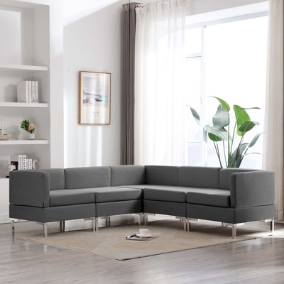 5 Piece Sofa Set Fabric Dark Grey