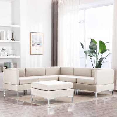 6 Piece Sofa Set Fabric Cream