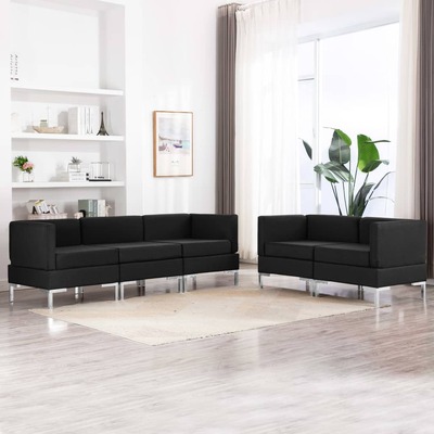 5 Piece Sofa Set Fabric Black