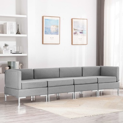 4 Piece Sofa Set Fabric Light Grey