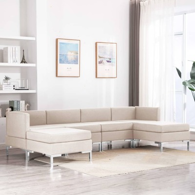 6 Piece Sofa Set Fabric Cream