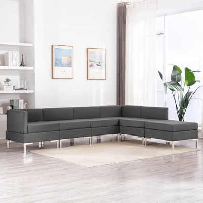 6 Piece Sofa Set Fabric Dark Grey