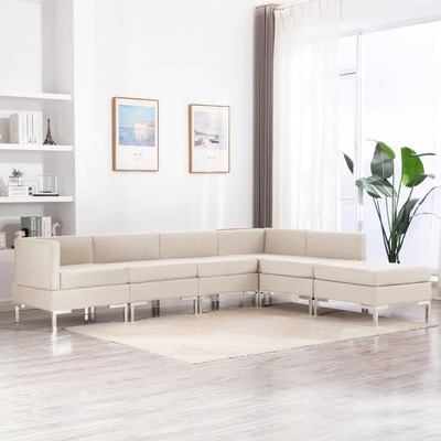 6 Piece Sofa Set Fabric Cream