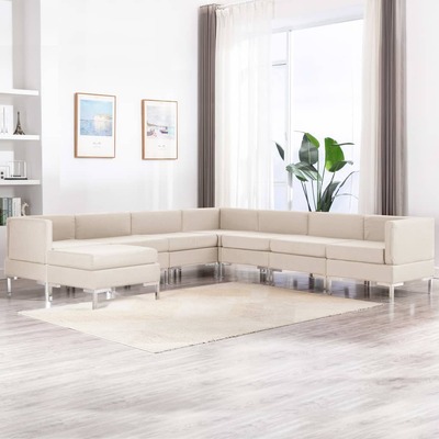 8 Piece Sofa Set Fabric Cream