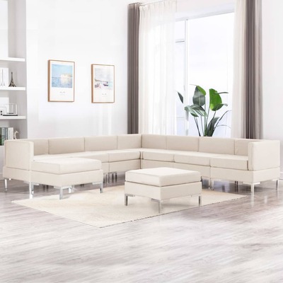 9 Piece Sofa Set Fabric Cream