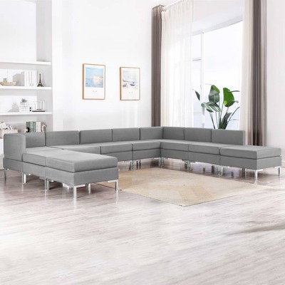 10 Piece stylish Sofa Set Fabric Light Grey