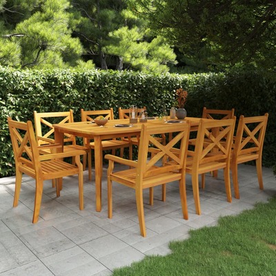 9 Piece Garden Dining Set Solid Wood Acacia