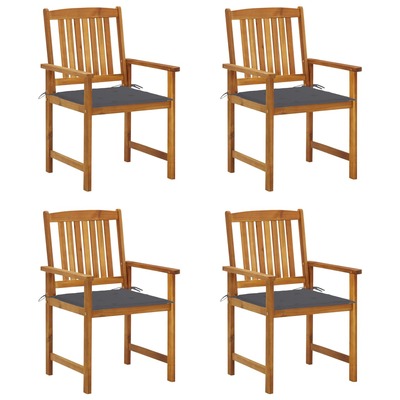 Garden Chairs with Cushions 4 pcs Solid Acacia Wood